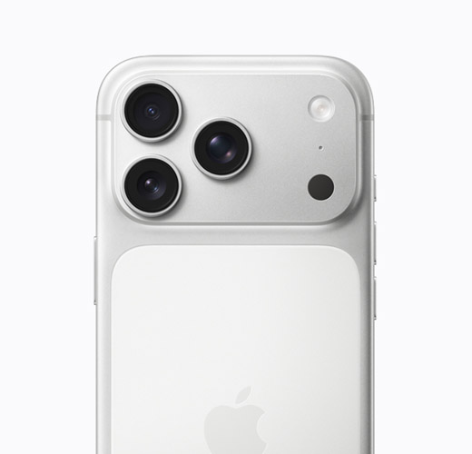 iPhone 16 Pro, color titanio blanco, vista posterior