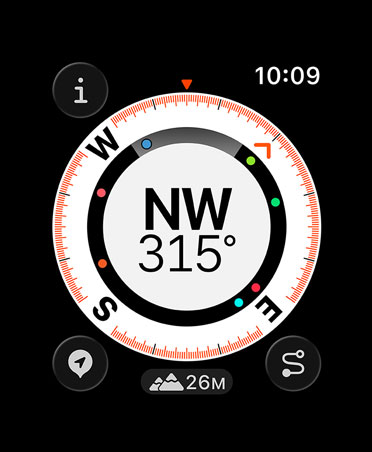 Backtrack feature, metrics: compass, elevation, marked waypoints