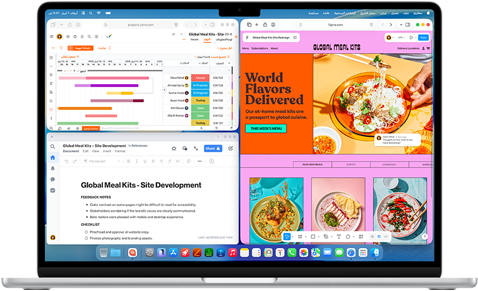 جهاز MacBook&nbsp;Air مع تطبيقات متعددة مفتوحة