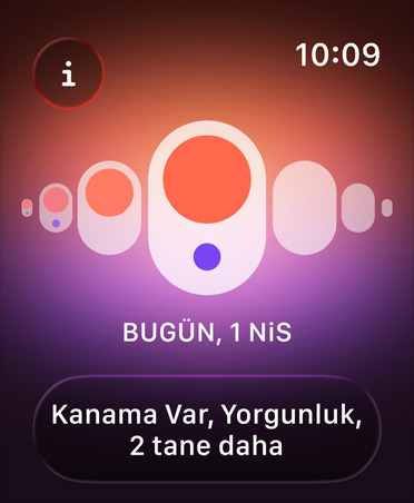 Sağlık uygulamasındaki Döngü İzleme sayfası, takvim âdet evresini belirtiyor, hafif kanama