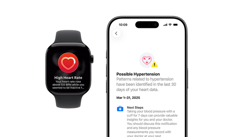 Possible hypertension notification on Apple Watch Series 11, expanded notification on iPhone