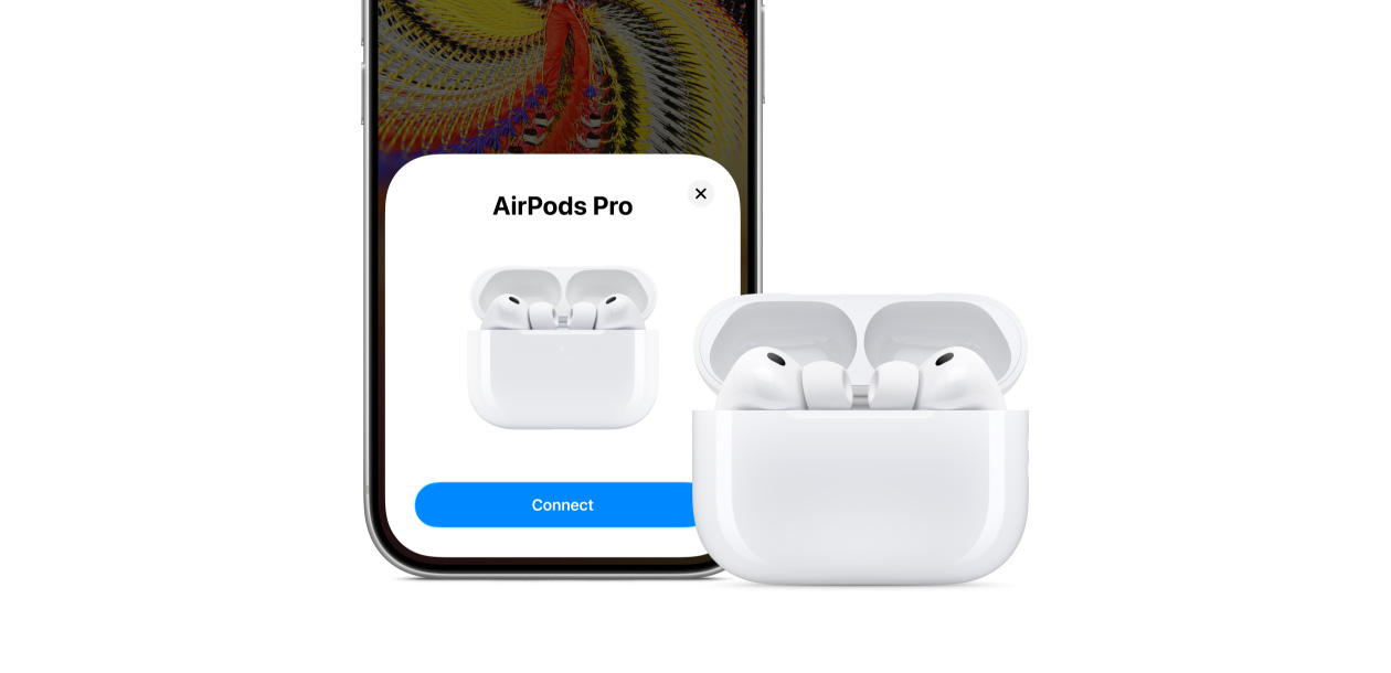 iPhone 17 Pro, com a funcionalidade Conectividade no ecrã, AirPods Pro 3 e Caixa de carregamento MagSafe (USB-C)