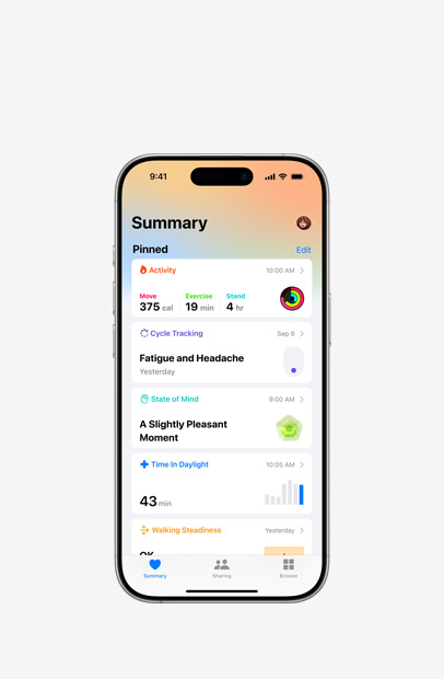 ヘルスケアアプリが表示されているiPhone
