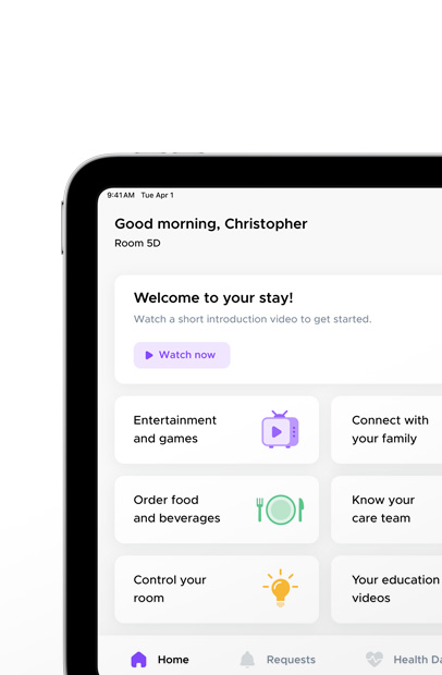 برنامج يعرض تطبيق Epic&nbsp;MyChart&nbsp;Bedside.‏
