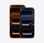 iPhone 17 Pro Max, parte delantera, color naranja cósmico, iPhone 17 Pro, parte delantera, color azul oscuro