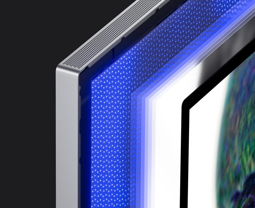 Un gros plan de mini-LED met en valeur la minutie du rétroéclairage par LED, créant plusieurs zones de gradation
