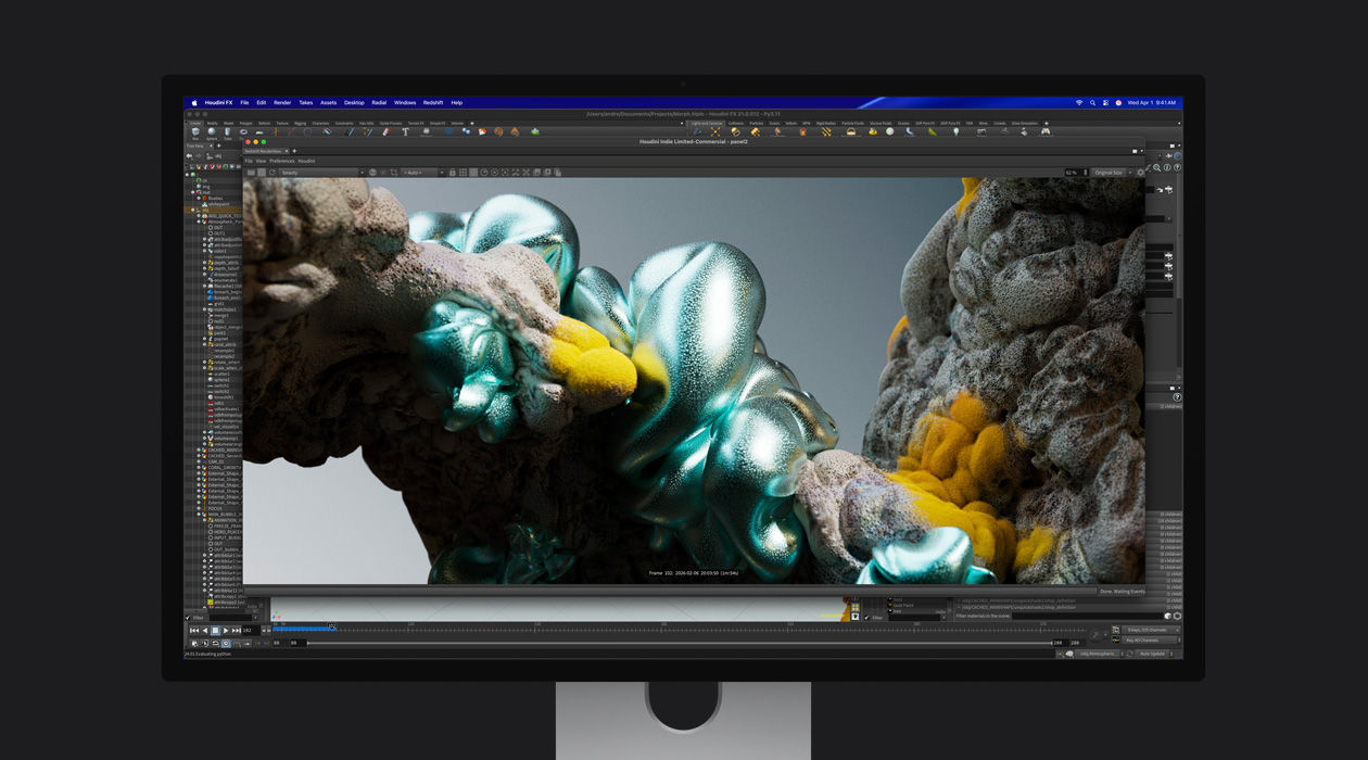 Imagem de um ficheiro de animação no Studio Display XDR